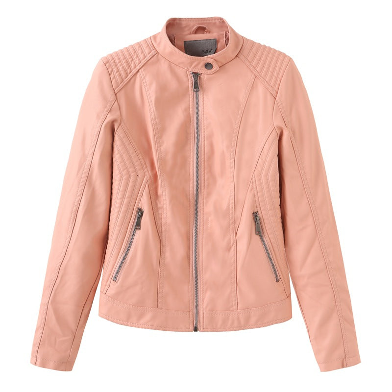 2021 Polyurethane Faux Women Leather Jacket