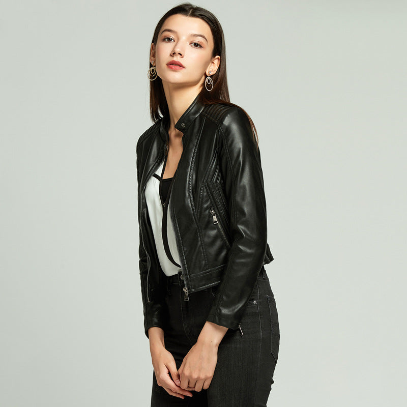 2021 Polyurethane Faux Women Leather Jacket