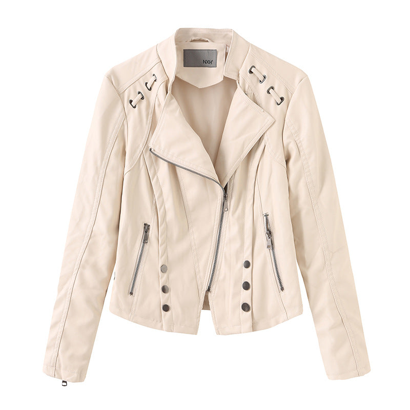 100% Polyurethane Faux Women Leather Jacket