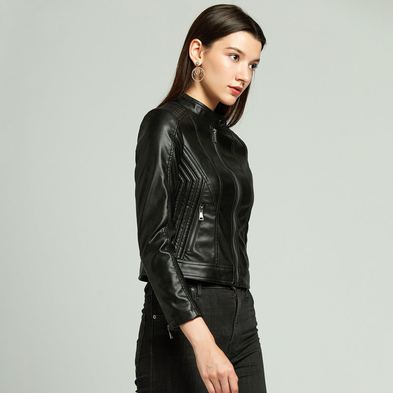 2021 Polyurethane Faux Women Leather Jacket