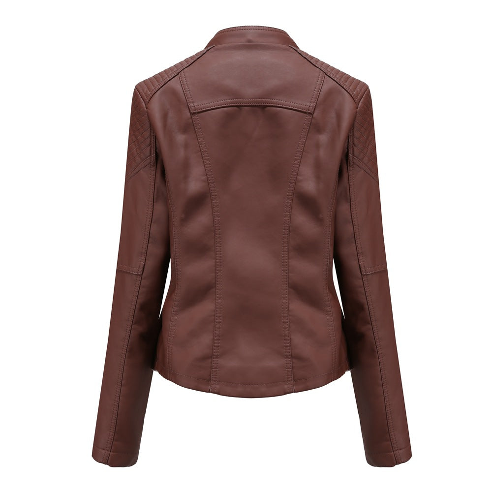 2021 Women's Leather Jackets Faux Moto Biker Coat