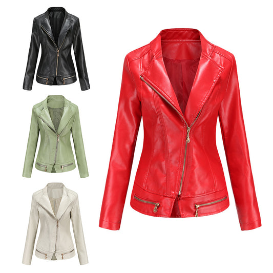 100% Polyurethane Faux Women Leather Jacket