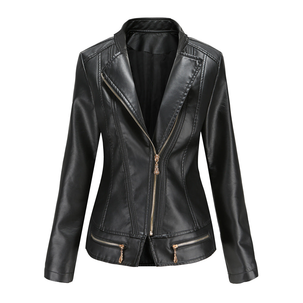 100% Polyurethane Faux Women Leather Jacket