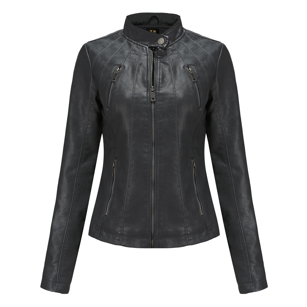 100% Polyurethane Faux Women Leather Jacket