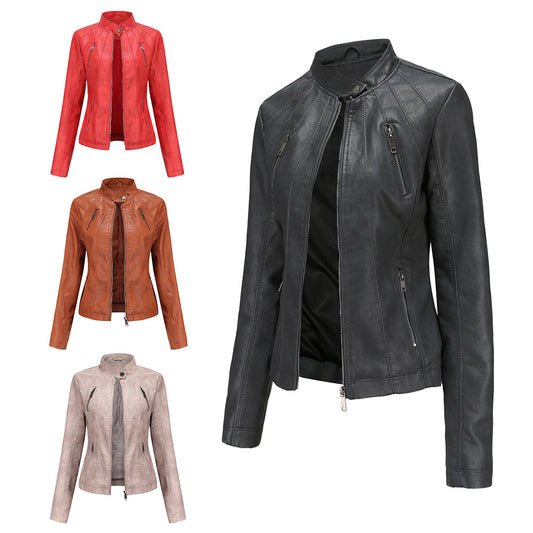 100% Polyurethane Faux Women Leather Jacket