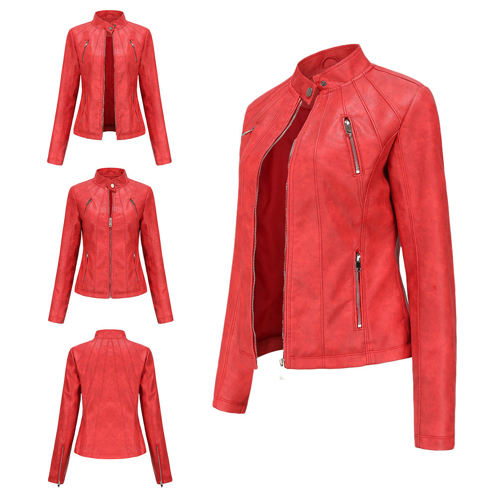 100% Polyurethane Faux Women Leather Jacket