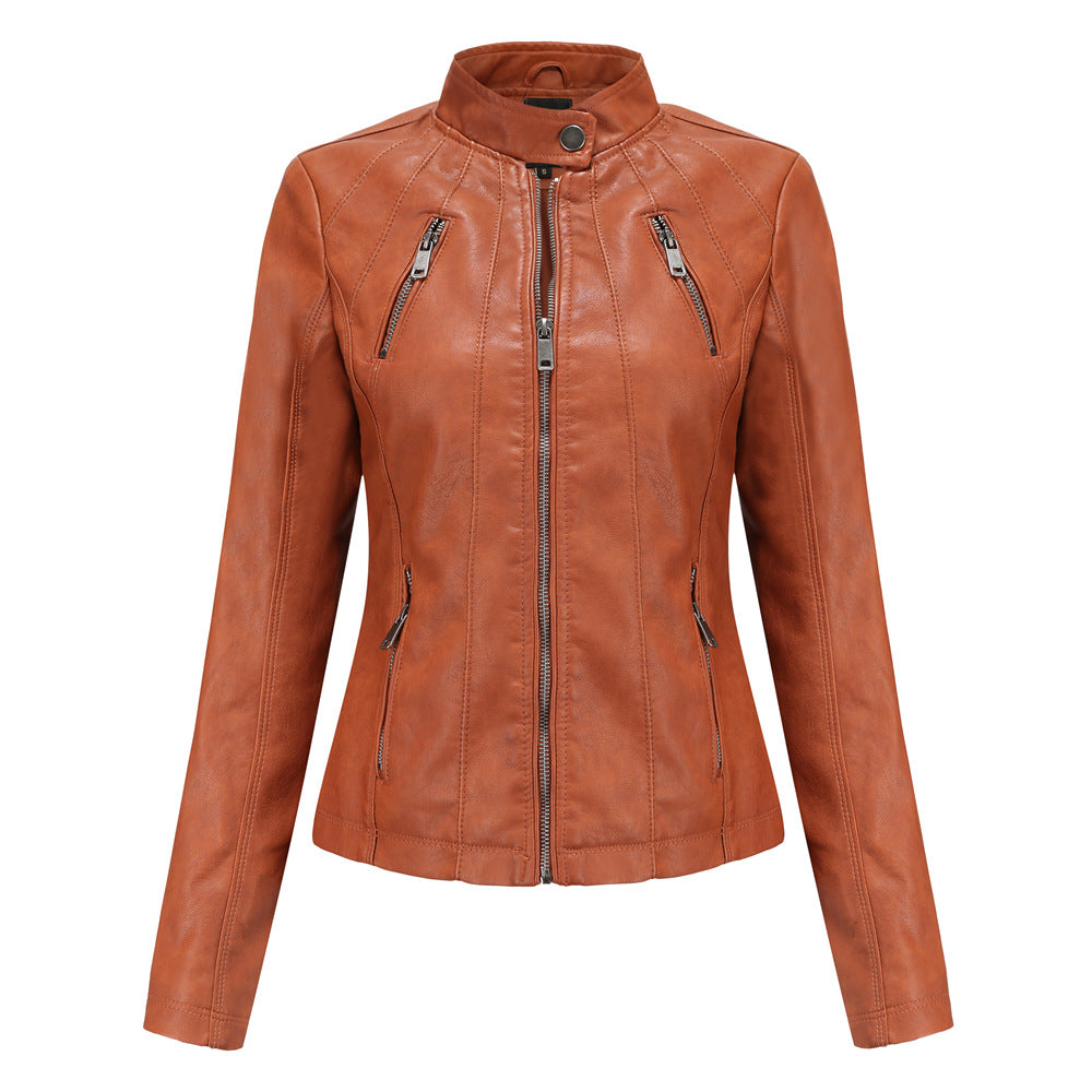100% Polyurethane Faux Women Leather Jacket
