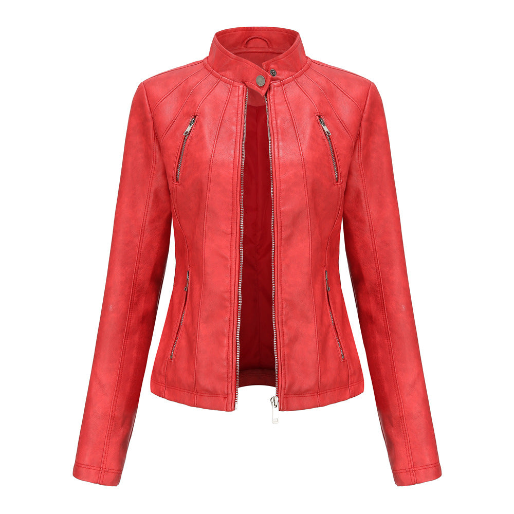 100% Polyurethane Faux Women Leather Jacket
