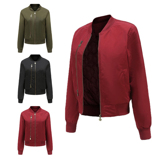 2021 New Women's Dress Solid Color Pilot Jacket Women's