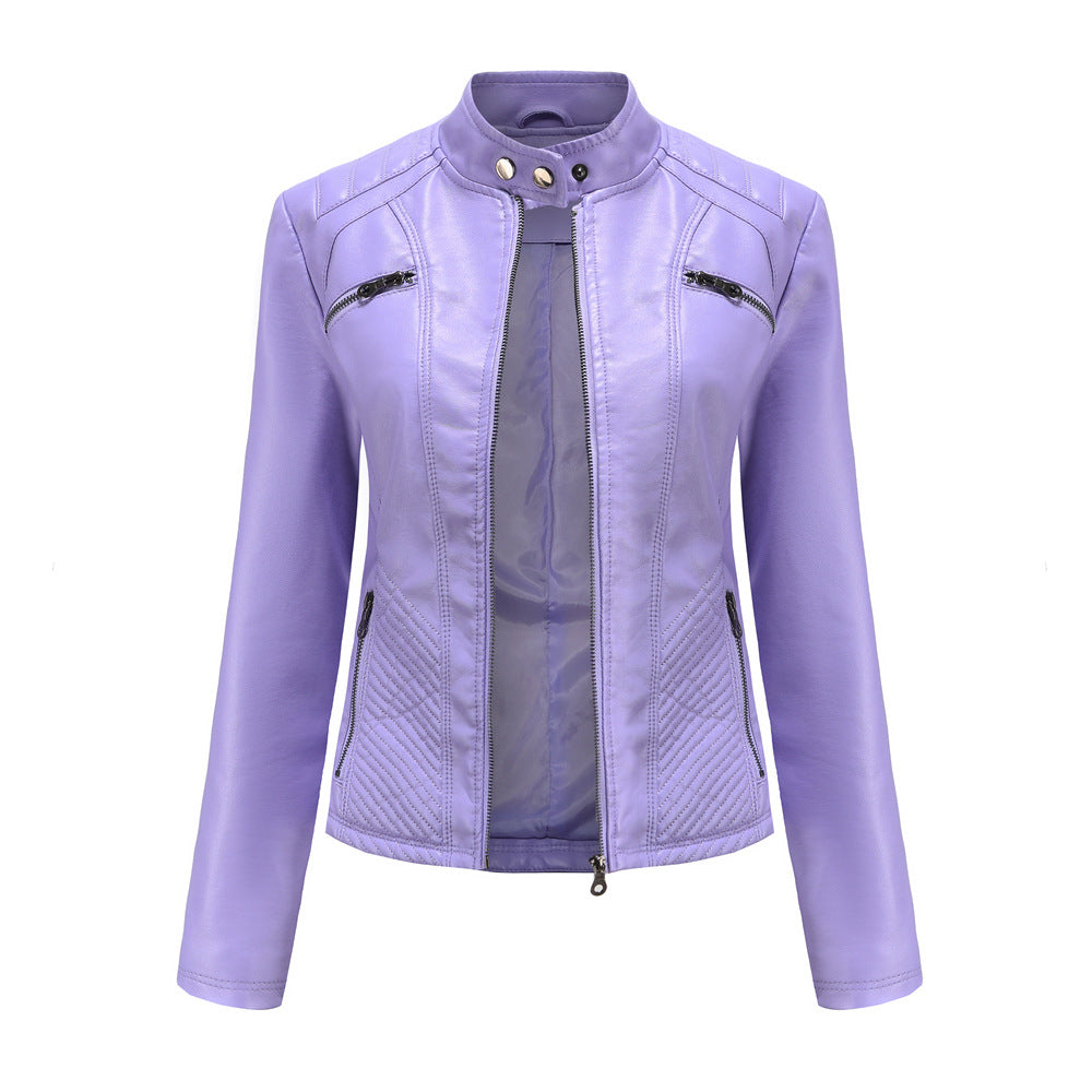 100% Polyurethane Faux Women Leather Jacket