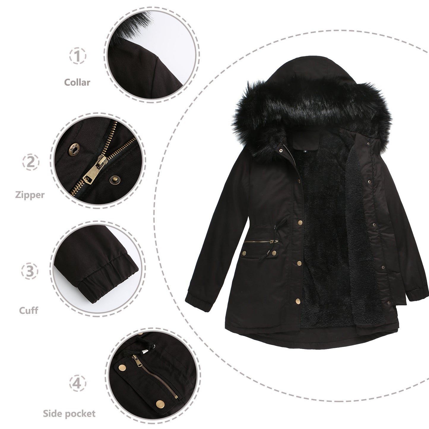 2021 Women's Plus Velvet Cotton-padded Jacket