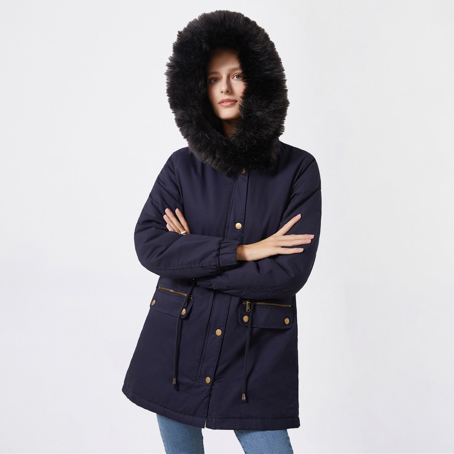 2021 Women's Plus Velvet Cotton-padded Jacket