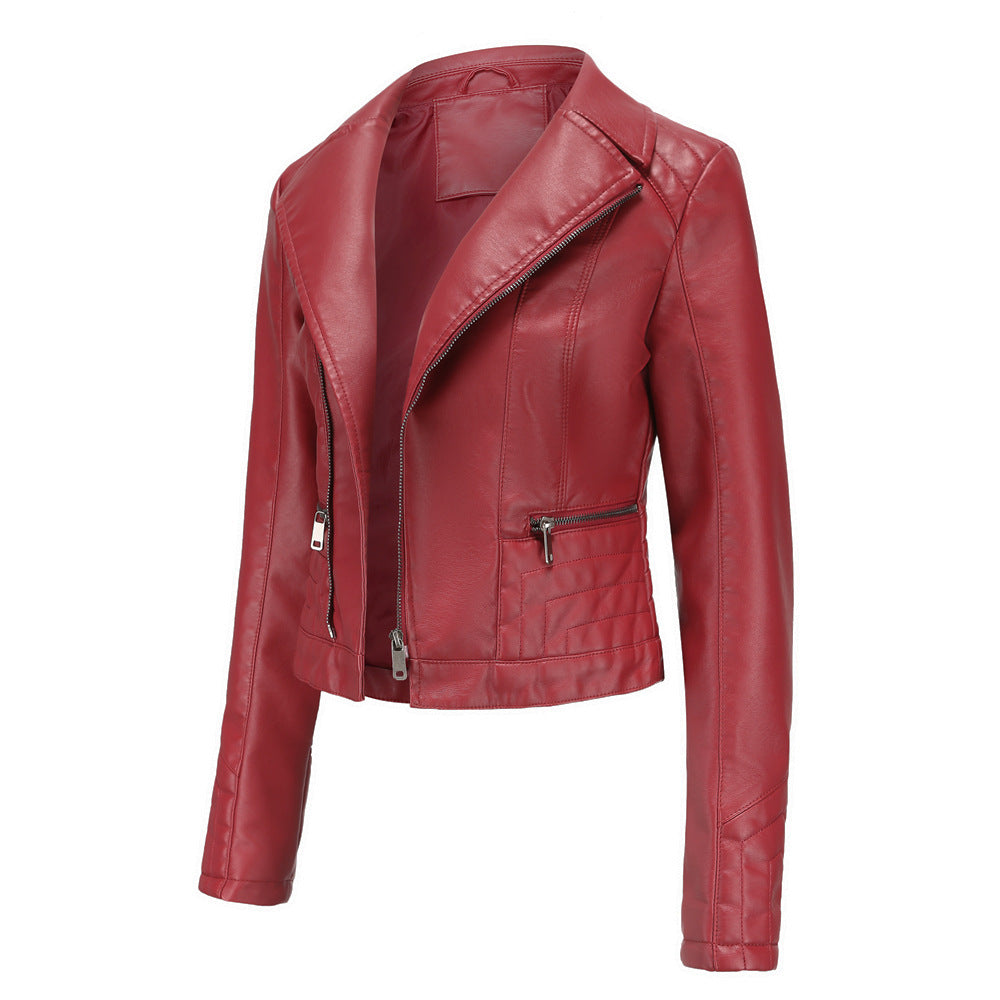 100% Polyurethane Faux Women Leather Jacket