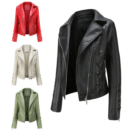 100% Polyurethane Faux Women Leather Jacket