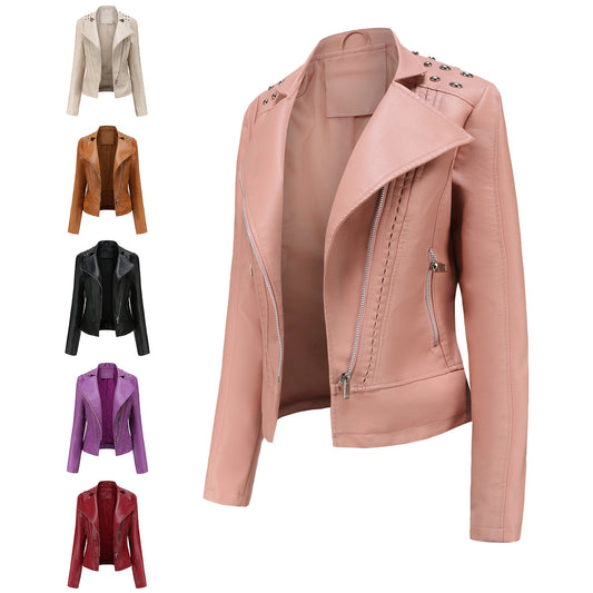 100% Polyurethane Faux Women Leather Jacket
