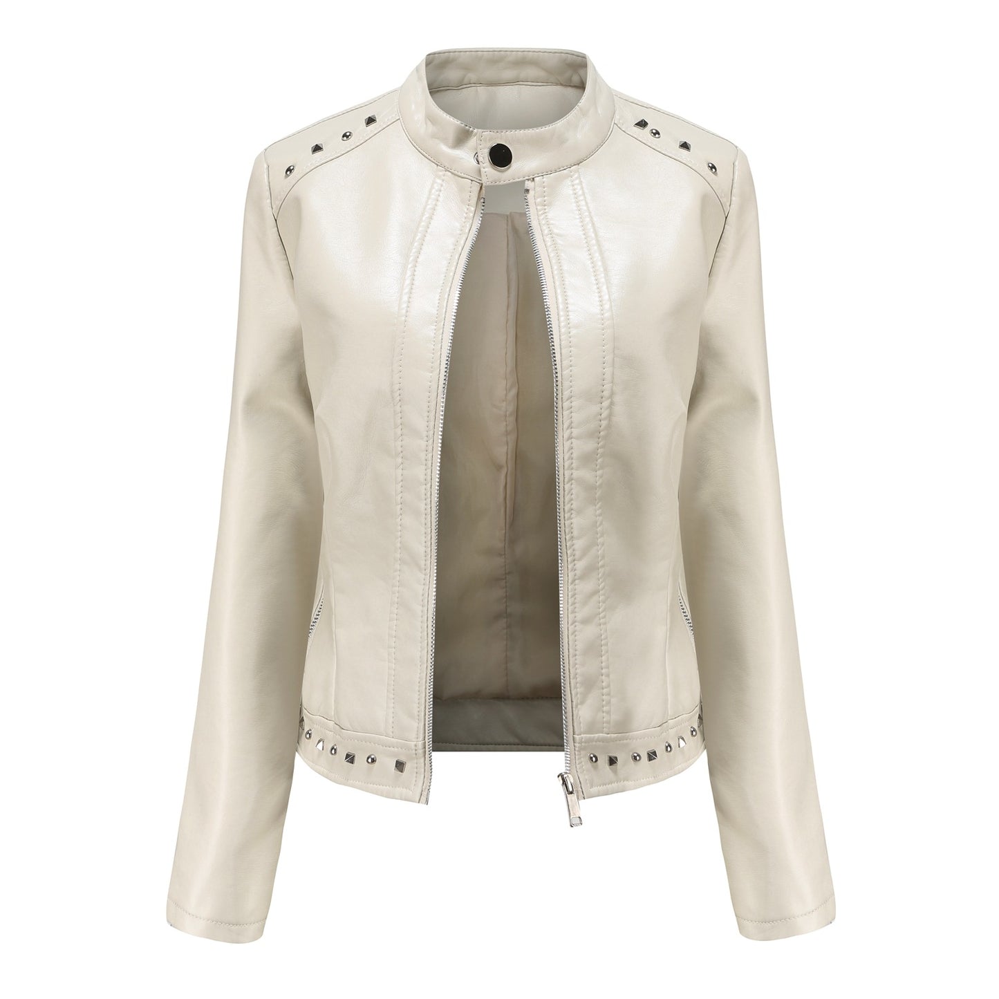 100% Polyurethane Faux Women Leather Jacket