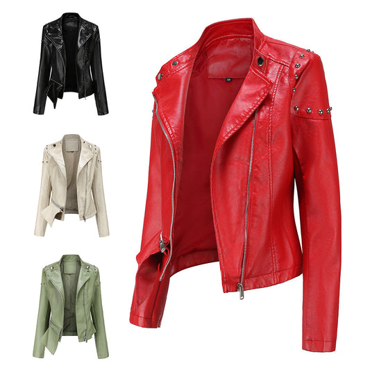100% Polyurethane Faux Women Leather Jacket