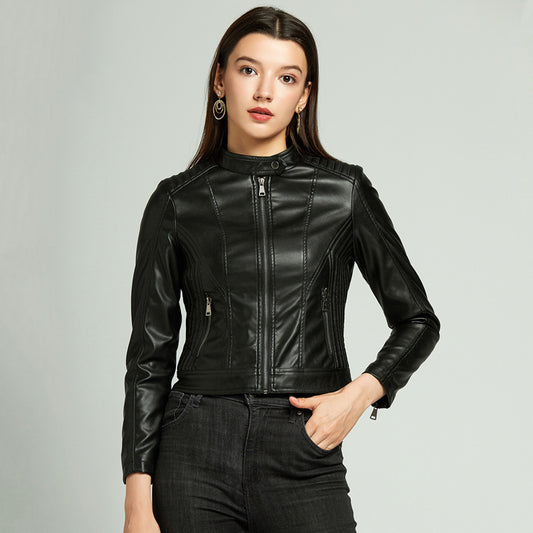 2021 Polyurethane Faux Women Leather Jacket