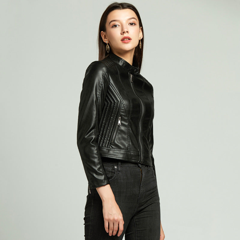 2021 Polyurethane Faux Women Leather Jacket