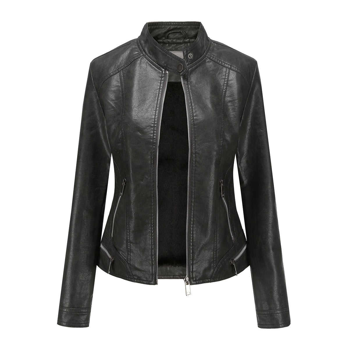 Popular  Polyurethane Faux Women Leather Jacket