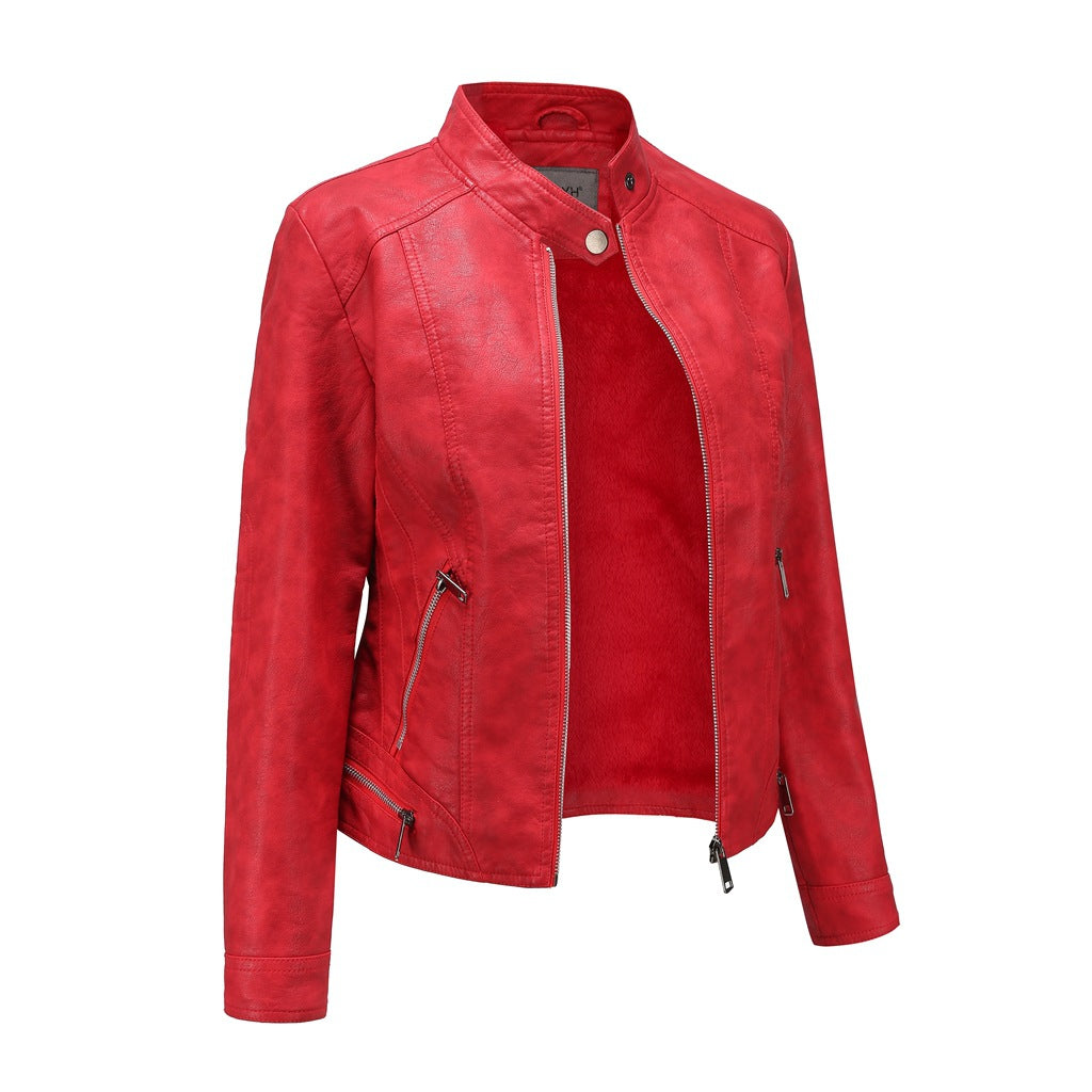 Popular  Polyurethane Faux Women Leather Jacket