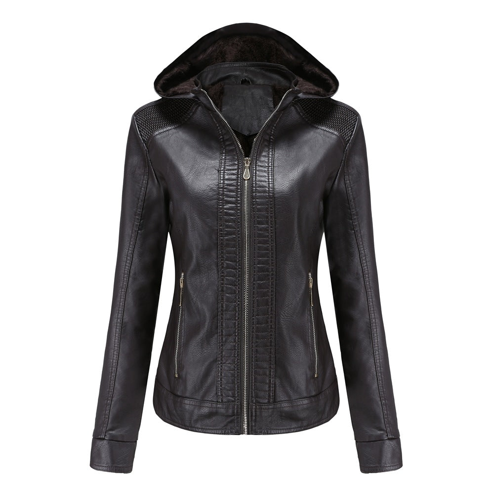 Lab Coat Women Faux Leather Women's Jacket Zipper Motorcycle
