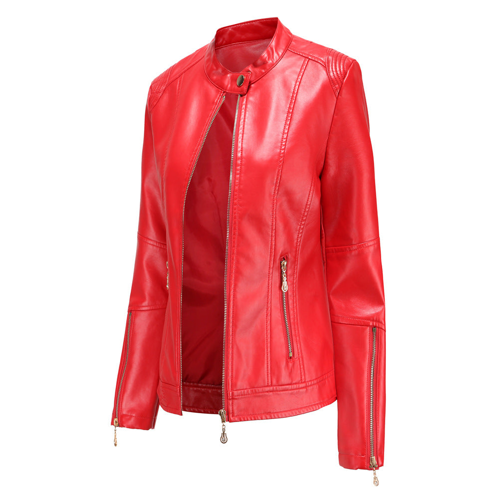 100% Polyurethane Faux Women Leather Jacket