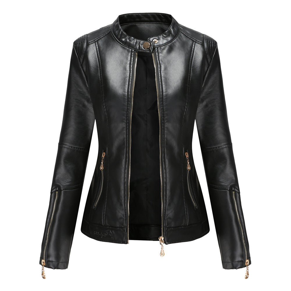 100% Polyurethane Faux Women Leather Jacket