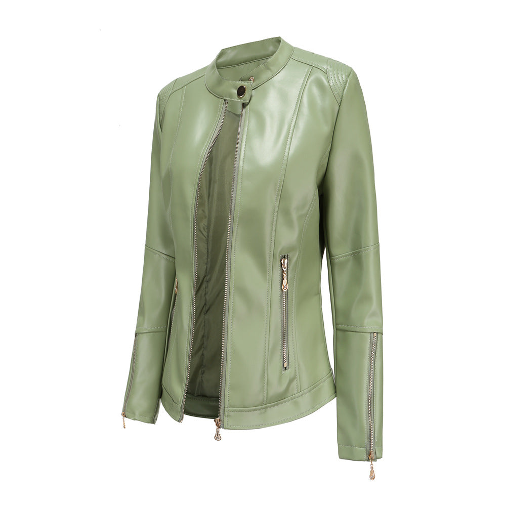 100% Polyurethane Faux Women Leather Jacket