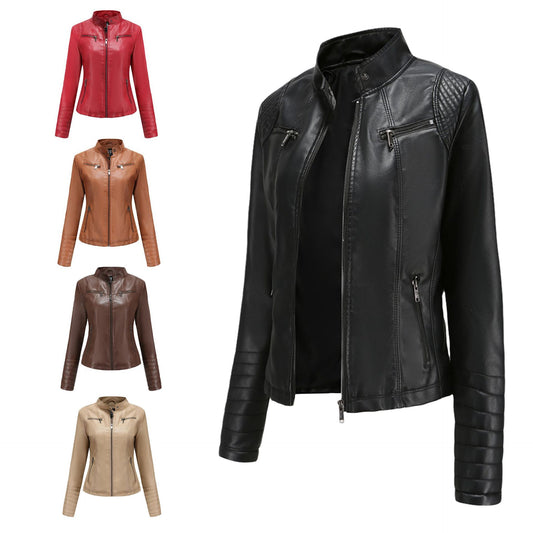 Polyurethane Faux Women Leather Jacket