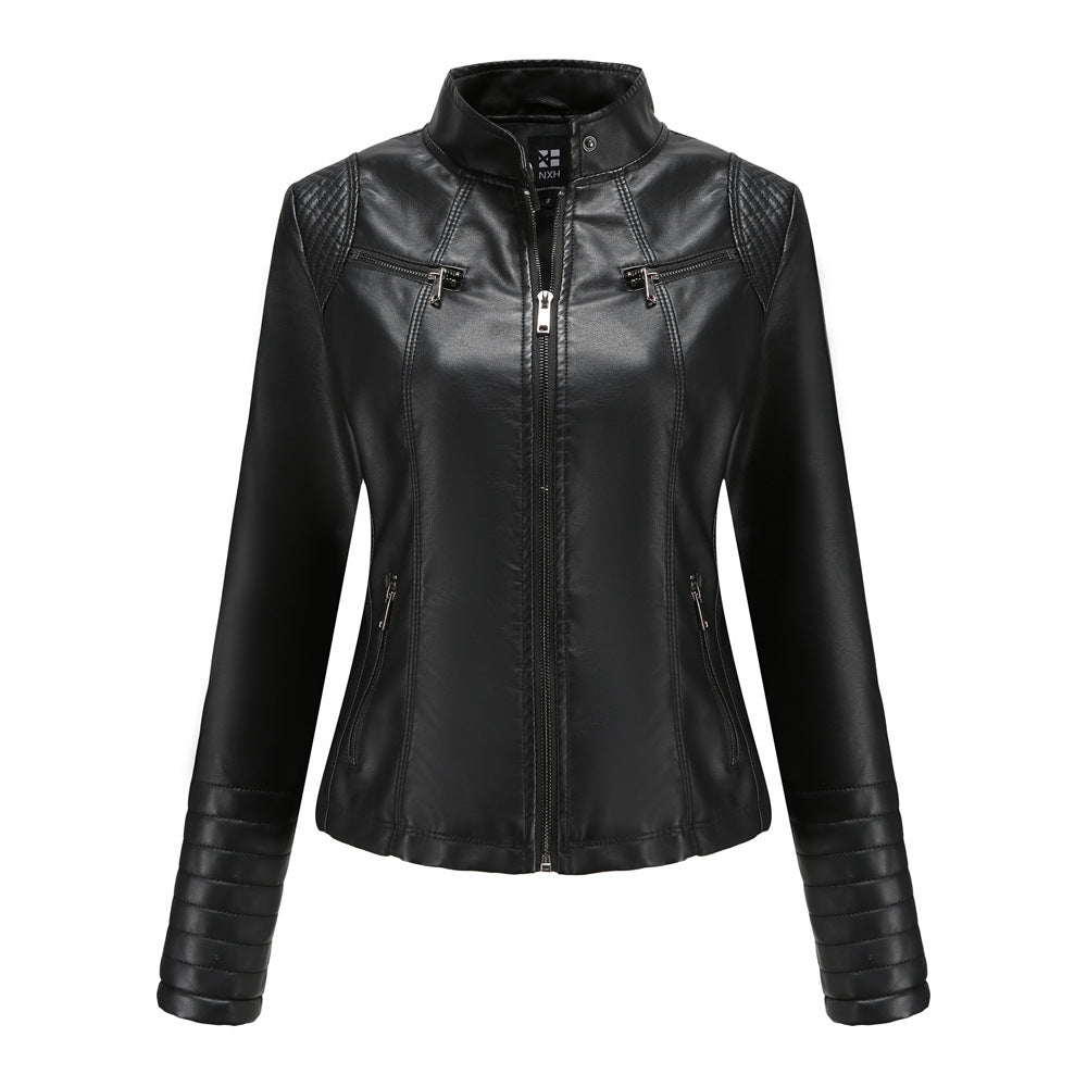 Polyurethane Faux Women Leather Jacket