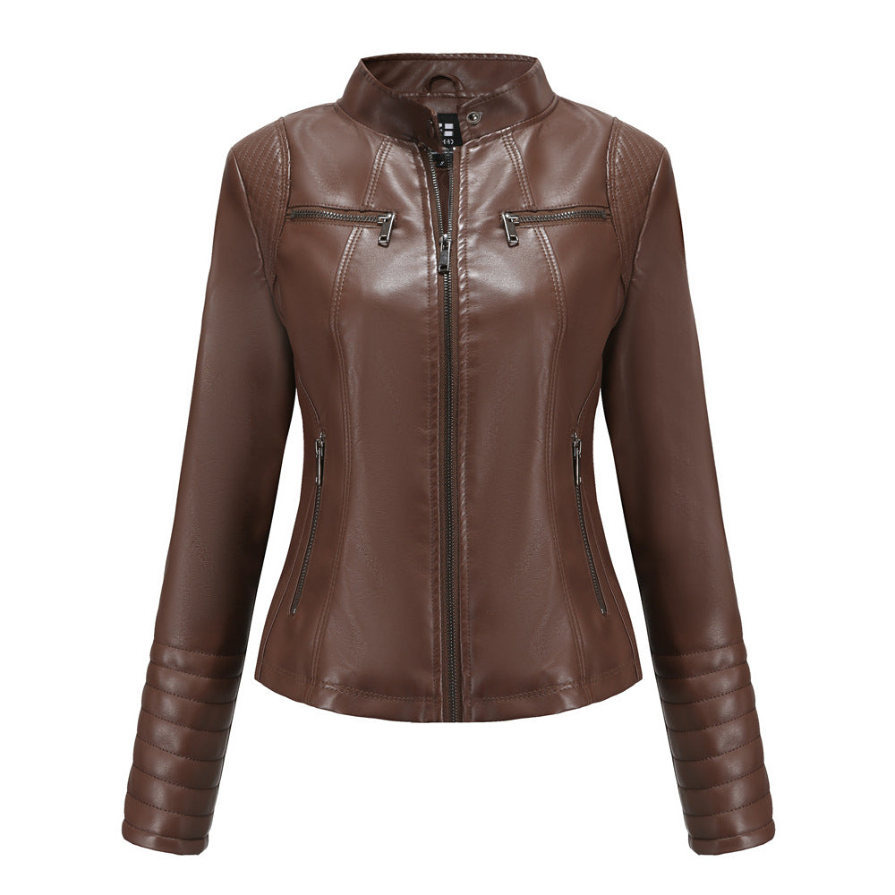 Polyurethane Faux Women Leather Jacket