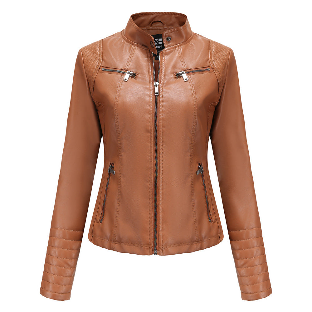 Polyurethane Faux Women Leather Jacket