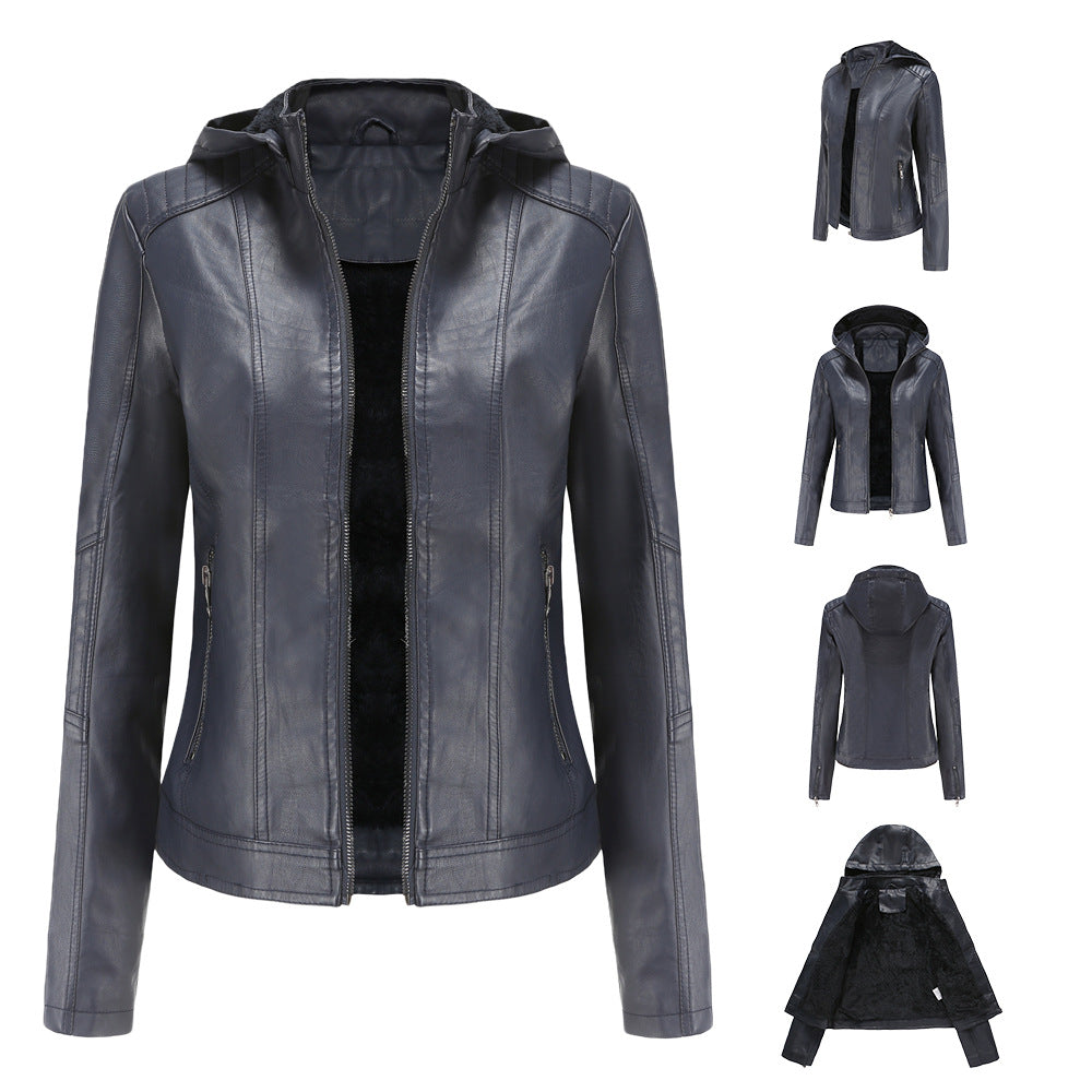 HOT  Polyurethane Faux Women Leather Jacket