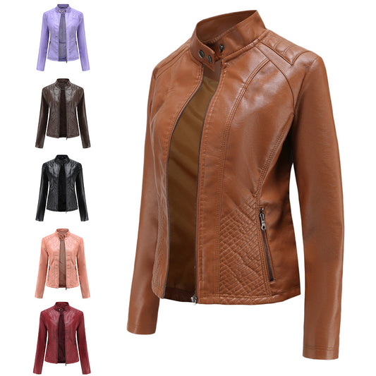 100% Polyurethane Faux Women Leather Jacket