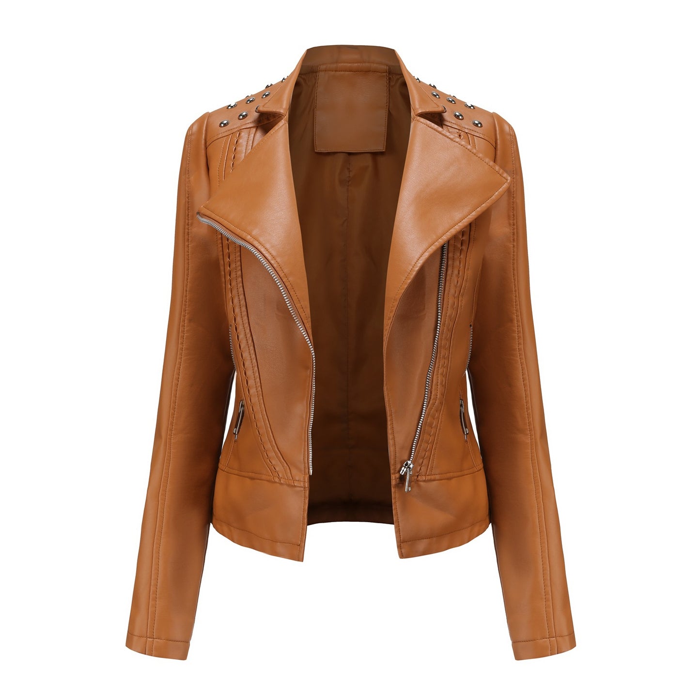 100% Polyurethane Faux Women Leather Jacket