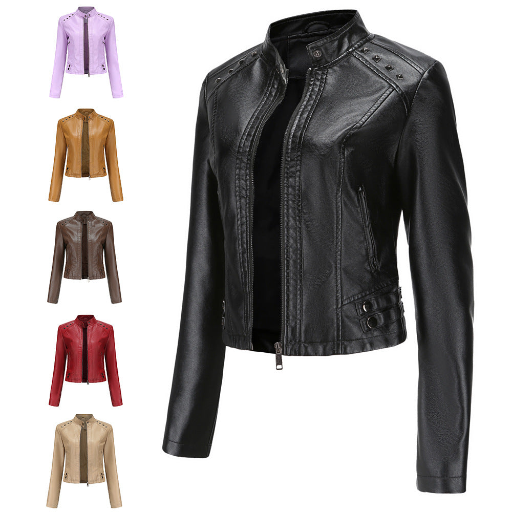100% Polyurethane Faux Women Leather Jacket