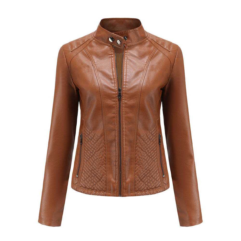 100% Polyurethane Faux Women Leather Jacket