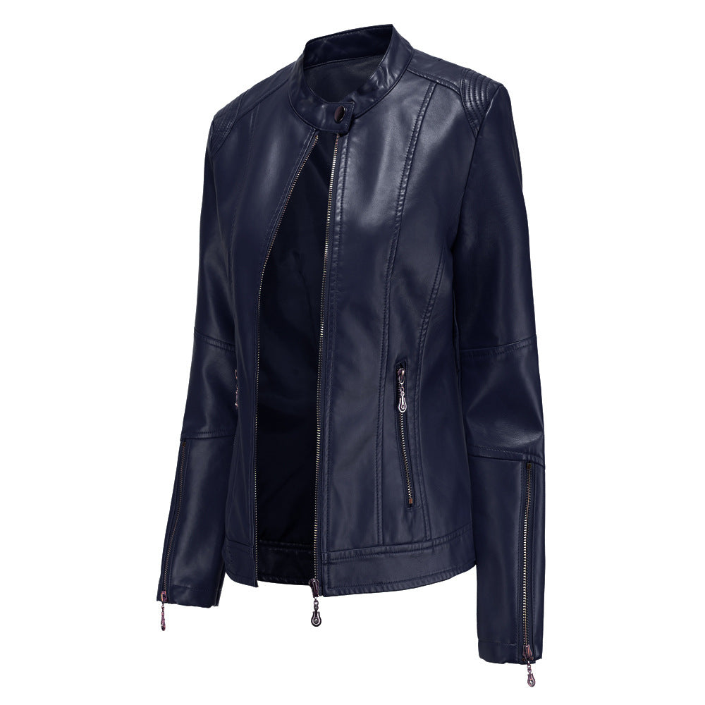 100% Polyurethane Faux Women Leather Jacket