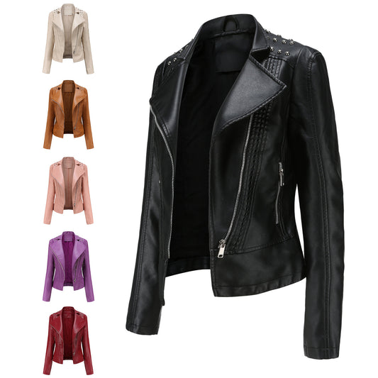 100% Polyurethane Faux Women Leather Jacket