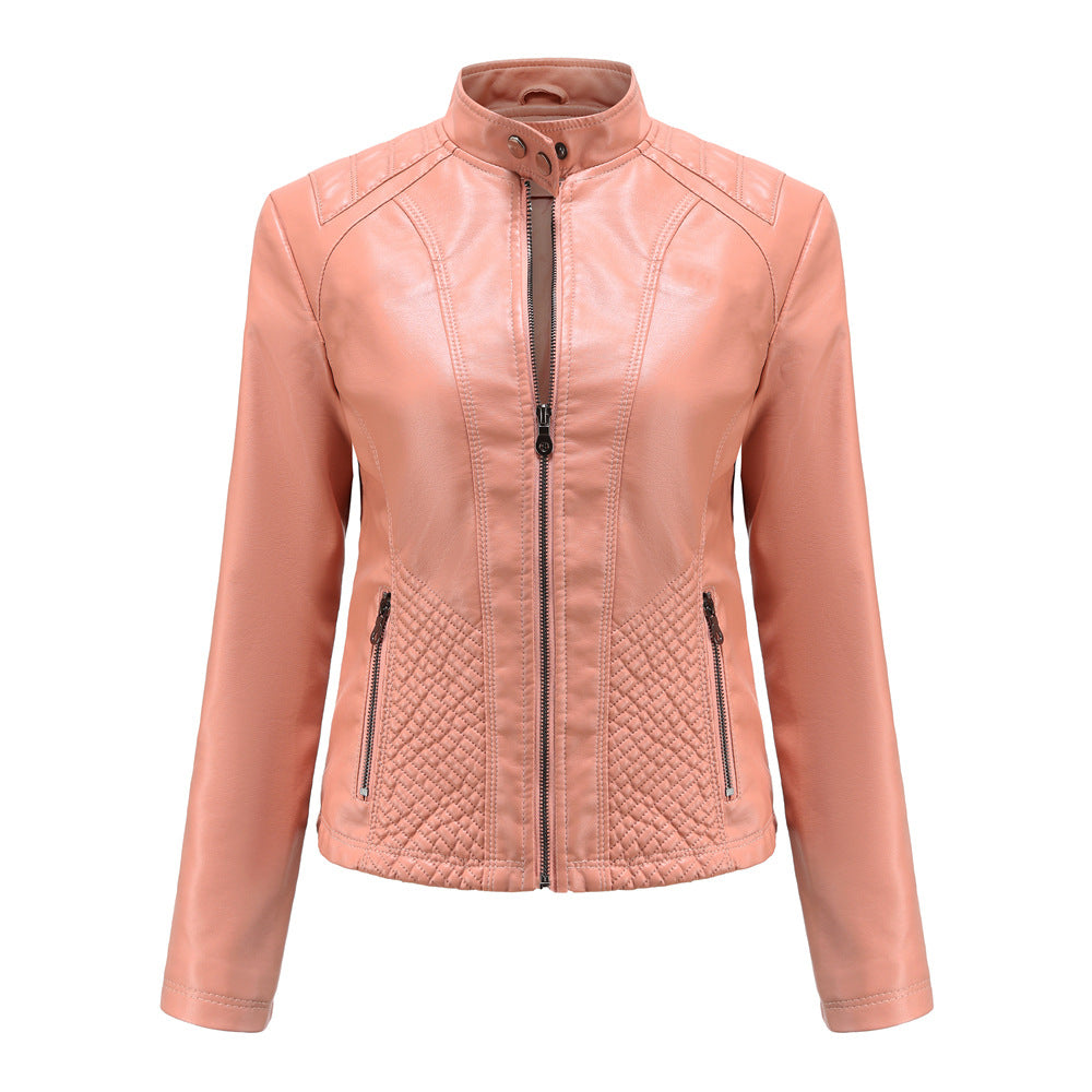 100% Polyurethane Faux Women Leather Jacket