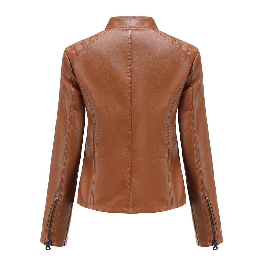 100% Polyurethane Faux Women Leather Jacket