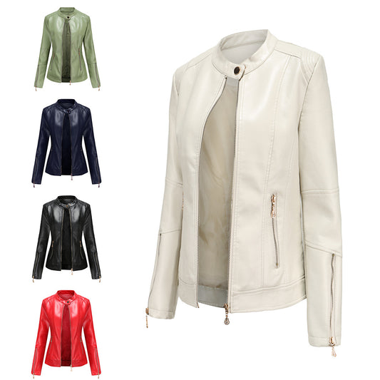 100% Polyurethane Faux Women Leather Jacket