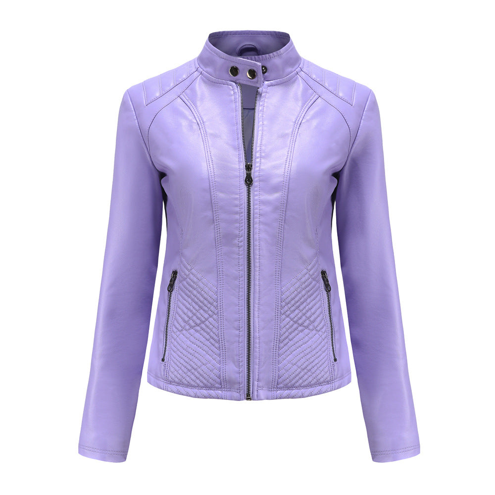 100% Polyurethane Faux Women Leather Jacket