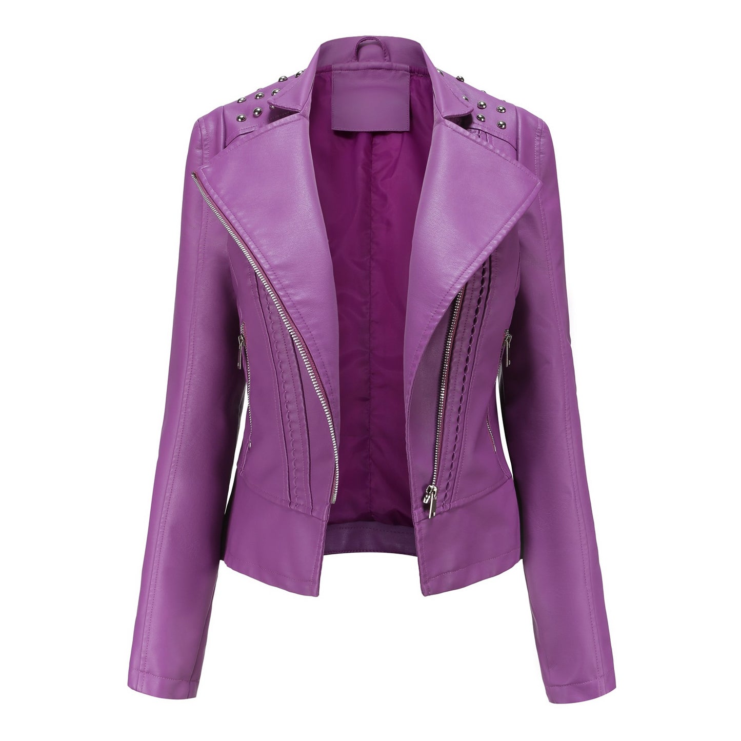 100% Polyurethane Faux Women Leather Jacket