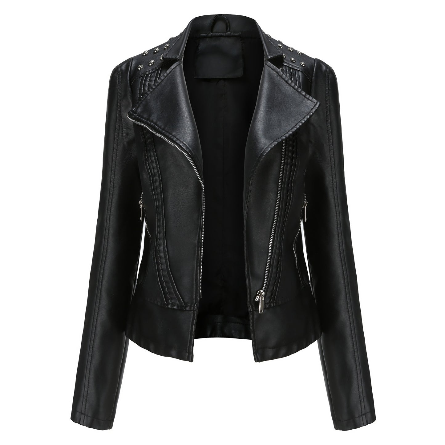 100% Polyurethane Faux Women Leather Jacket