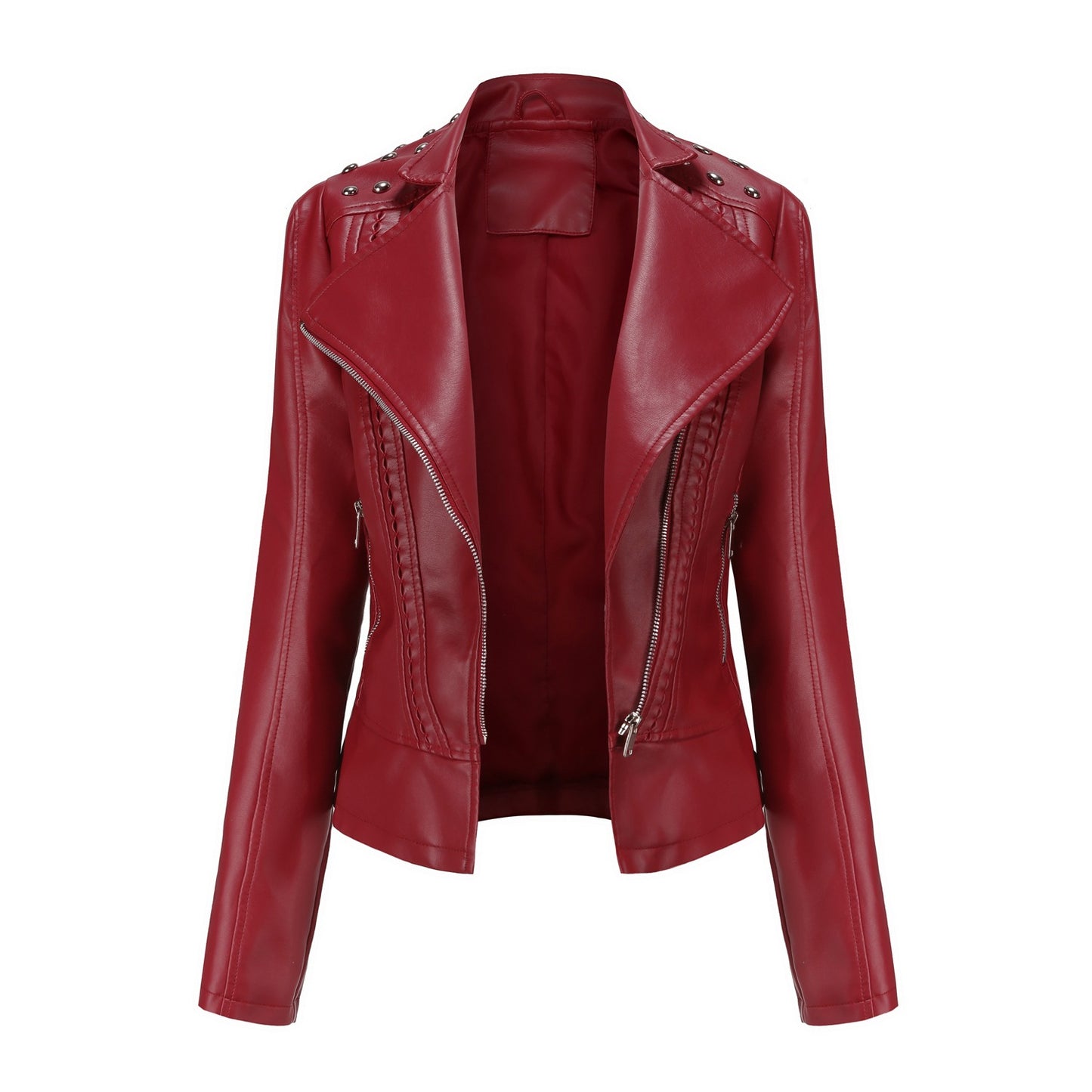 100% Polyurethane Faux Women Leather Jacket