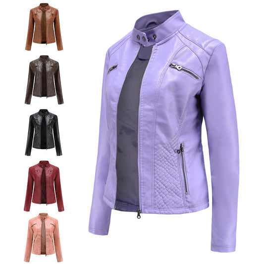 100% Polyurethane Faux Women Leather Jacket