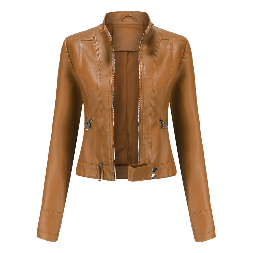 100% Polyurethane Faux Women Leather Jacket