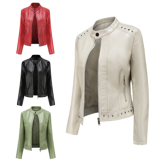 100% Polyurethane Faux Women Leather Jacket